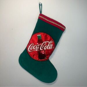 Coca-Cola Christmas Stockings Bottle with Sequins 16" Velvet GREEN